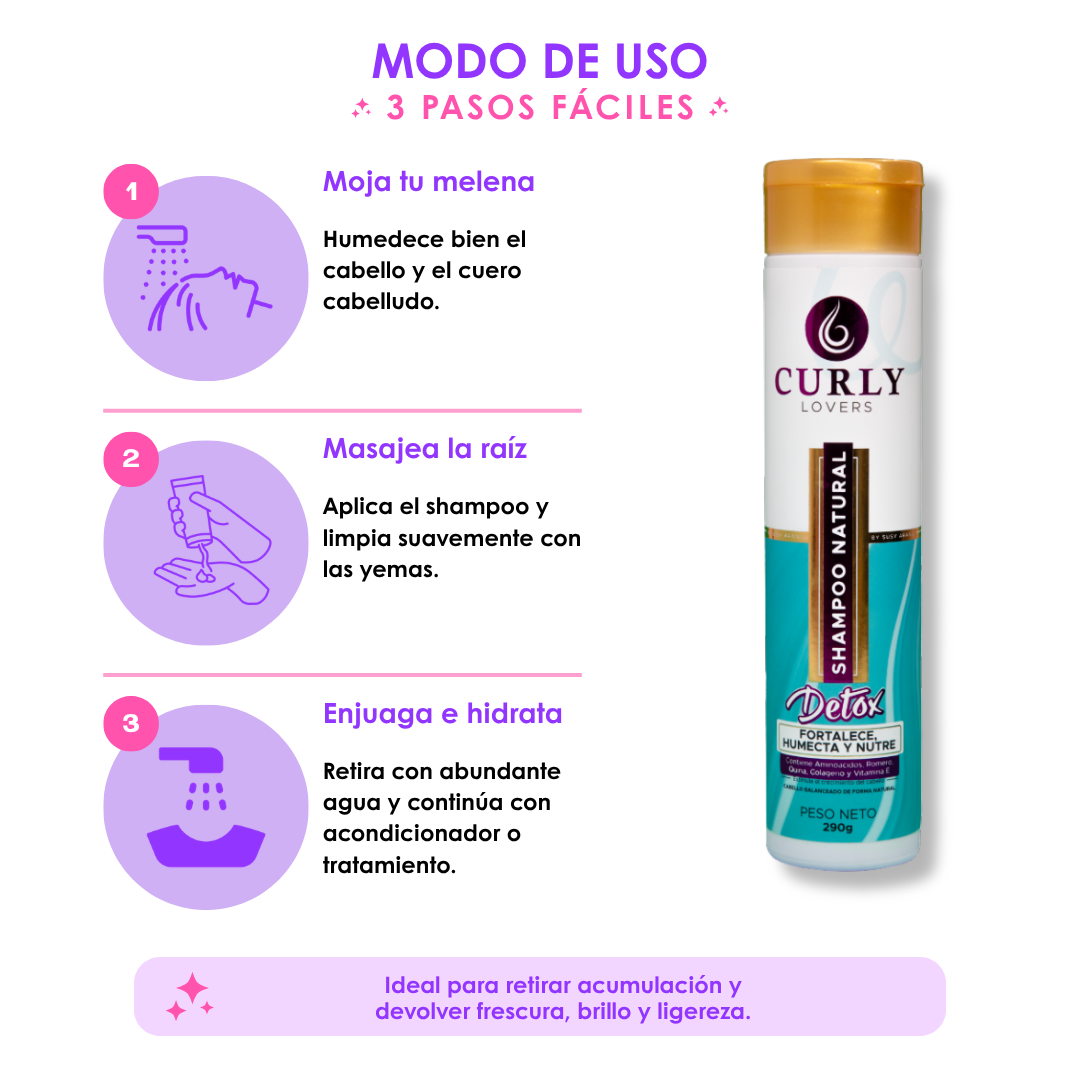 Shampoo Natural Detox Curly Lovers - Imagen 2